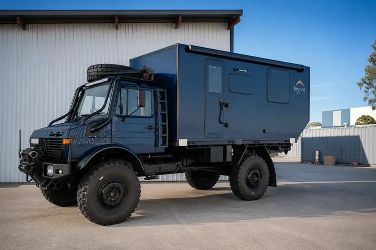 Blue Unimog Overlander Camper